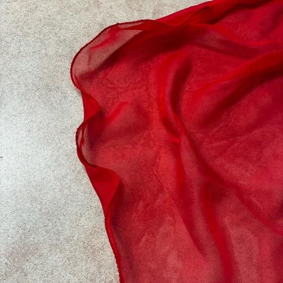 Solid Red Rectangle Scarf - Picture 5 of 9